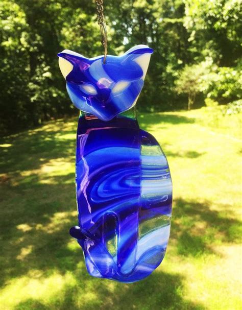 Suncatcher Ornament Fused Glass Full Cat Ornament Etsy Cat Ornament Fused Glass Suncatchers