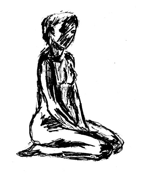 Nude Woman Kneeling Back Drawing By Doyle Shaw Fine Art America My