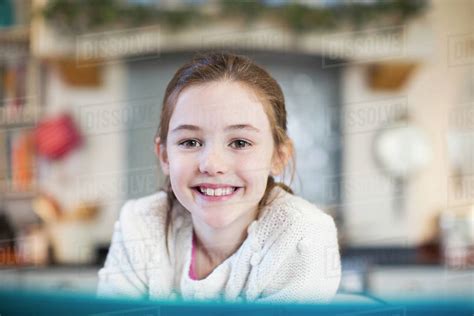 Portrait Smiling Confident Girl Stock Photo Dissolve