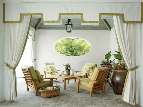 White And Green Outdoor Valance And Curtains Cottage Deckpatio