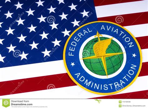 Federal Aviation Administration Logo And Us Flag Editorial Stock Photo