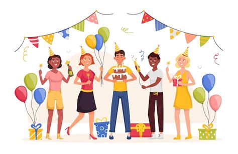 Premium Vector Birthday Party Flat Vector Illustration