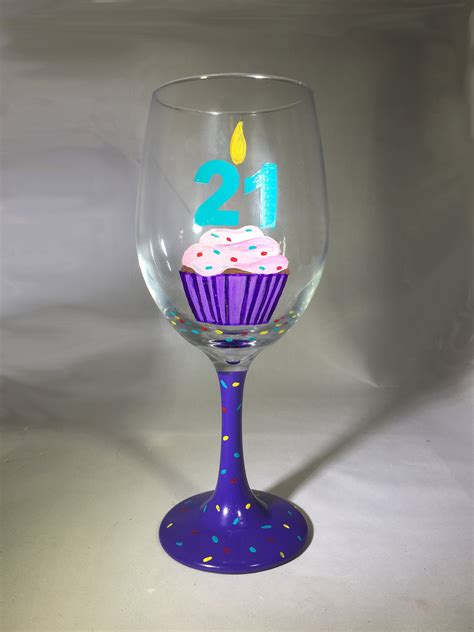 Personalized Hand Painted 21st Birthday Wine Glass 21st Birthday T