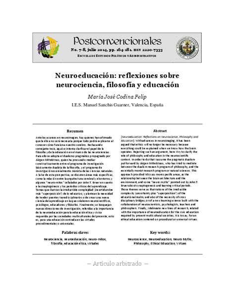 Pdf Neuroeducación Reflexiones Sobre Neurociencia Filosofía Y