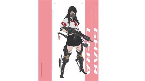 Wallpaper Simple Background Weapon Mask Cyberpunk Anime Girls