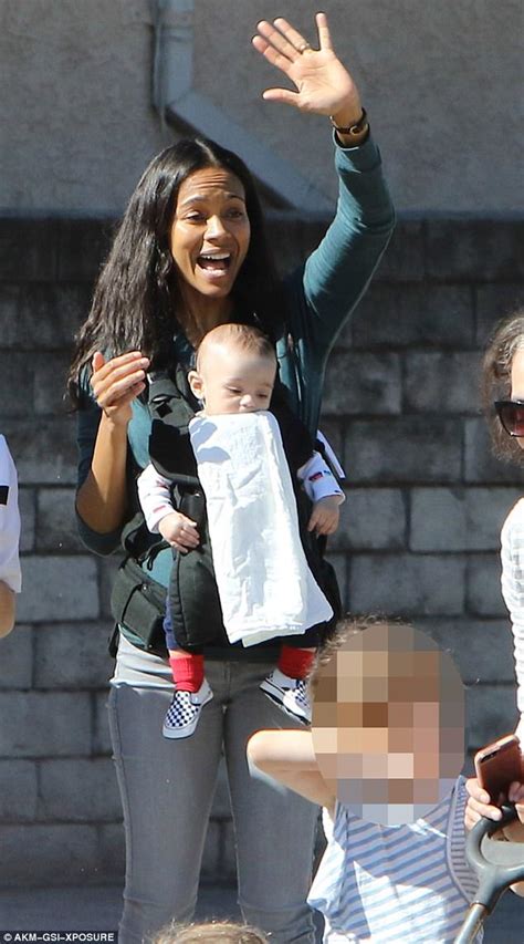 zoe saldana makes her first public outing with son in la