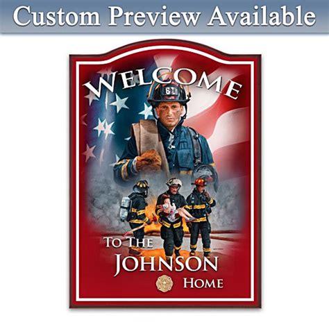 Firefighter Wooden Welcome Sign Personalized With Name Wooden Welcome