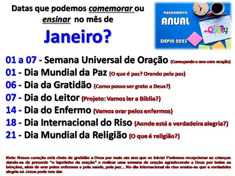 Datas Comemorativas Ministério Infantil 2023