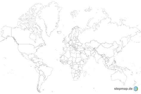 Weltkarte umrisse einfach zum ausdrucken : StepMap - Weltkarte mit Ländergranzen - Landkarte für Welt