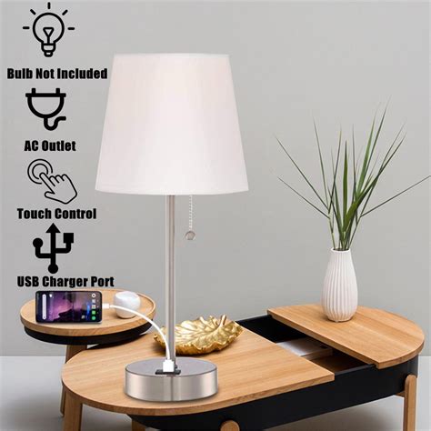85 265v modern touch control table lamp bedside nightstand light with usb charger port