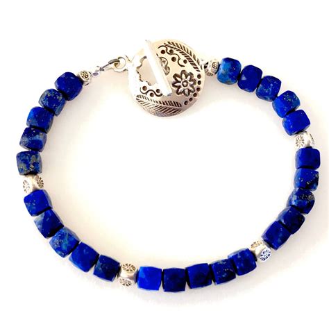 Lapis Lazuli Karen Hill Tribe Bracelet Thai Fine Silver Blue Etsy