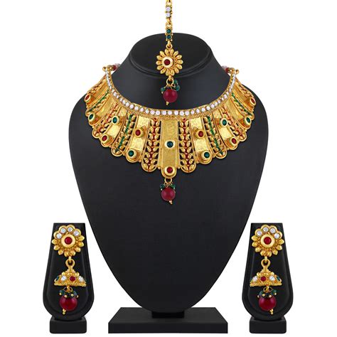buy asmitta traditional flower design gold plated choker style necklace