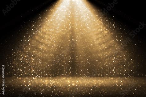 Stage Light And Golden Glitter Lights On Floor Abstract Gold