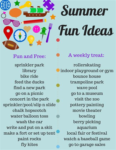 Free Summer Fun Ideas Printable List Of Free And Cheap Things To Do