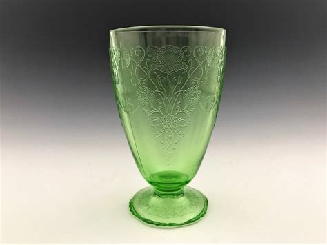 Hazel Atlas Florentine 1 Footed Tumbler Green Depression Glass