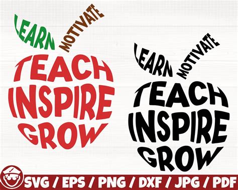 Teach Inspire Grow Svgepspngdxfpdf Teach Apple Svg Teach