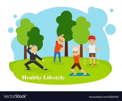 Old People Healthy Lifestyle Royalty Free Vector Image