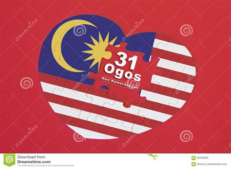 Ada yang menyambutnya dengan melihat perarakan mega di ibukota. Heart Shape Malaysia Flag Jigsaw Puzzle With A Written ...