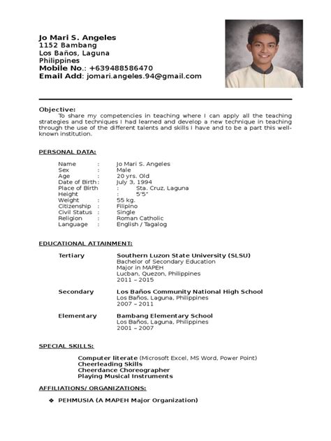 A cv template is longer and digs cvs can also be applicable to fresh graduates who wish to land their first job. Curriculum Vitae - Jomari | Philippines | Sharing