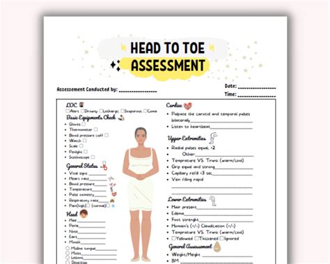 Head To Toe Assessment Checklist Nursing Assessment Nursing Study Guide