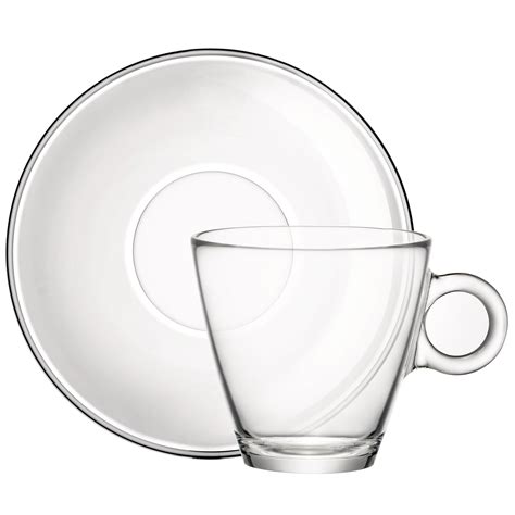 Easy Bar Glass Cappuccino Cups And Saucers 6oz 170ml Drinkstuff