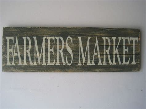 Vintage Metal Farmers Market Signs Rustic Country Cottage Wood Sign