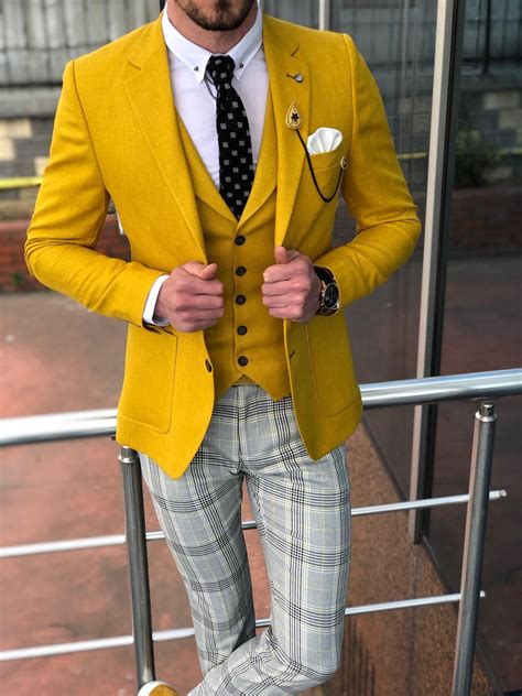 Buy Yellow Slim Fit Suit By With In 2020 Designer Suits