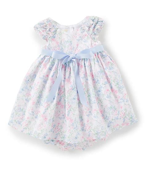 Laura Ashley Baby Girls 12 24 Months Floral Swiss Dot A Line Dress