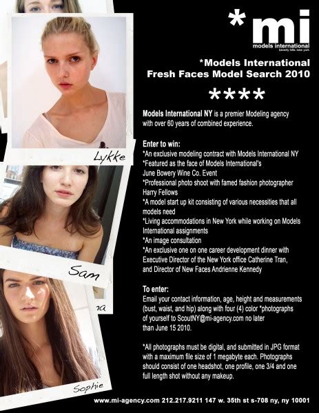 The Model Diaries Models Internationals Fresh Face Model Search 2010