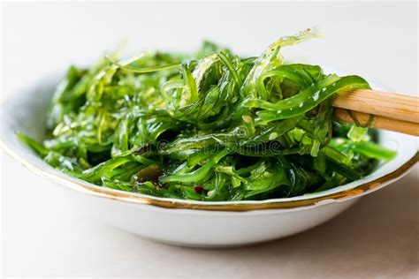 Japanese Wakame Seaweed Salad With Chopsticks Stock Image Image Of