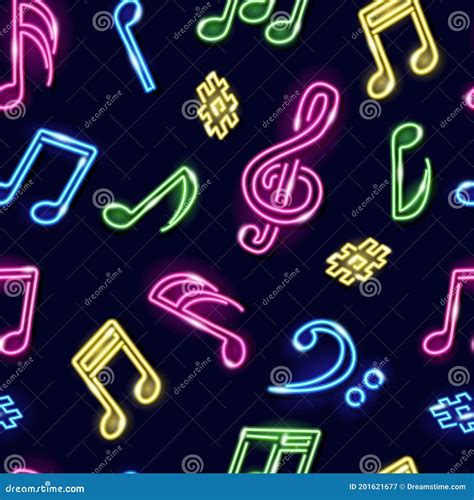 Neon Music Notes Vector Stock Illustrations 1033 Neon Music Notes