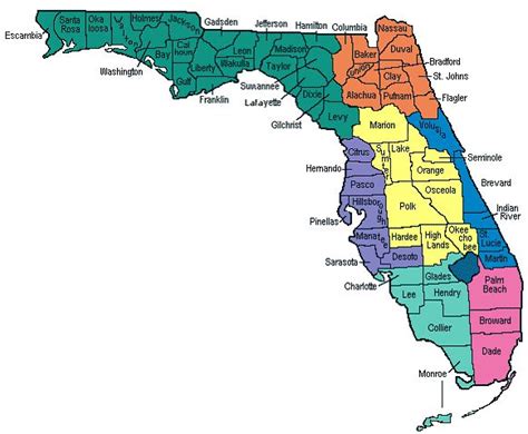 Map Of Florida Counties Select Your County Map Of Florida Florida