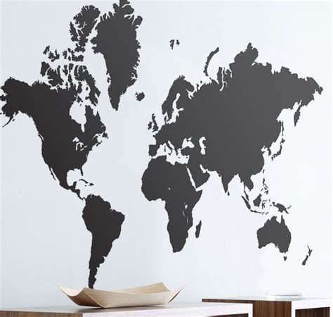 Love The Map Wall Decal World Map Wall Sticker In Black By Ferm Living