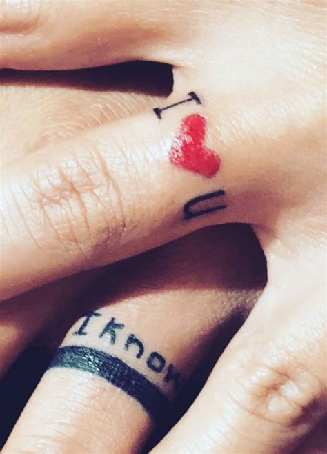 We plan to get married in a few years but were not getting matching tattoos till we get our wedding bands tattoo on our finger:p hers says amor es vita essentia meaning love is essential to life or. 55 Matching Couple Tattoos For Lovers