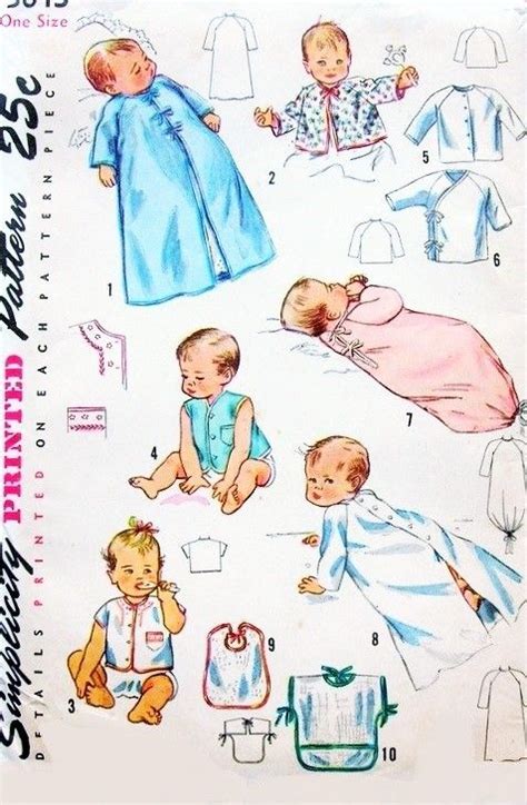P3043au27 1940s Sweet Infants Baby Layette Wardrobe Pattern Vintage