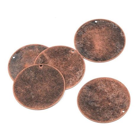 10 Distressed Copper Stamping Blanks Charms Large Circle Etsy