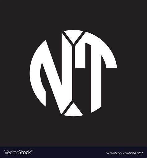Nt Logo Monogram With Piece Circle Ribbon Style Vector Image