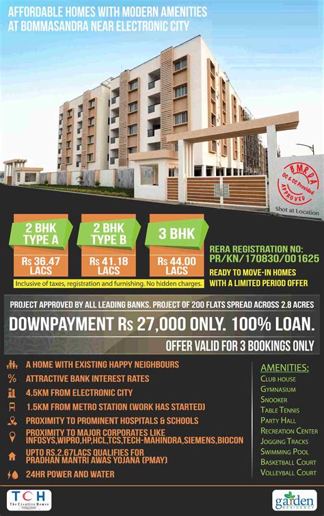 Book ready to move homes with limited period offer at TCH Garden Residency in Bangalore - Zricks.com