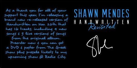 Shawn Mendes Announces Handwritten Revisited Radio City