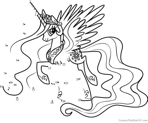 Princess Celestia My Little Pony Dot To Dot Printable Worksheet