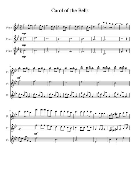 Free printable sheet music for carol of the bells for easy flute solo with piano accompaniment. Carol of the Bells Sheet music for Flute | Download free in PDF or MIDI | Musescore.com
