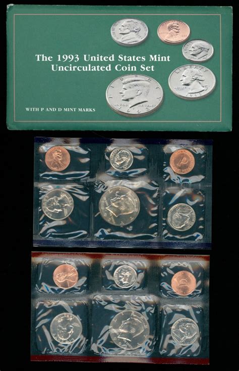 1993 United States Mint Uncirculated Coin Set Of 12 Coins With P And D