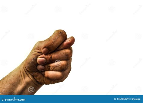Dirty Hand Showing A Fig Sign Isolated On White Background Stock Image
