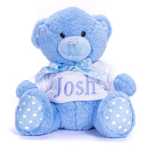 Baby Boys Blue Teddy Bear Personalised With Embroidery The Name Shops
