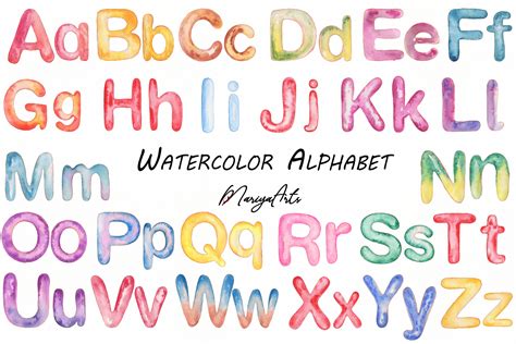 Letters Alphabet Rainbow Colors Watercolor Clipart 691167