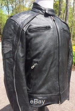Leather jacket with the zip out liner and reflective skull graphics with reflective piping size small. Harley Davidson Men's Reflective Skull Willie G Leather ...