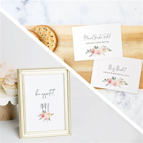 These free printable labels are great for just about any occasion and every type of item. Printable Floral Buffet Label Template, Buffet Food Sign ...