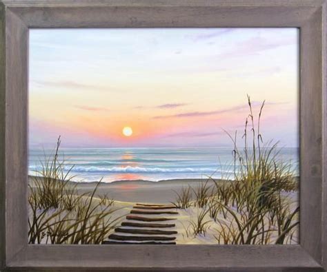Original 16x20 Ocean Sunrise Beach Seascape Painting On Canvas By J