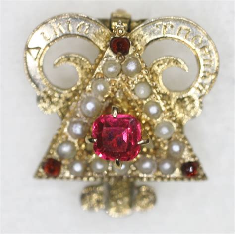 Delta Upsilon Badge With Pearls And Huge Ruby Sorority And Fraternity