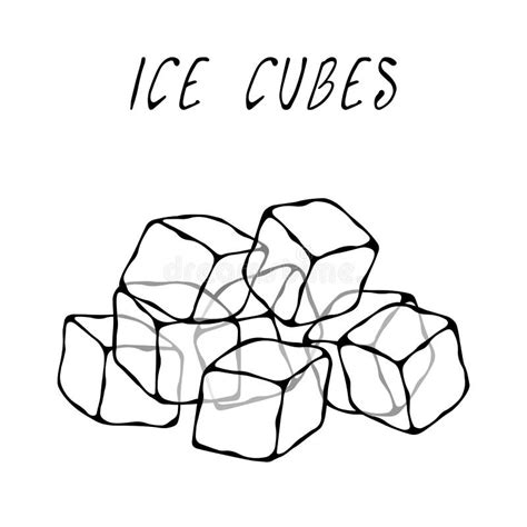 Ice Cubes Summer Bar Collection Realistic Hand Drawn High Quality